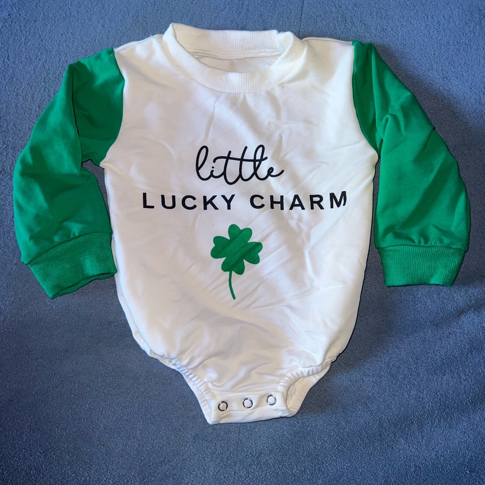 St. Patrick’s Day bubble romper. 9 to 12 months.